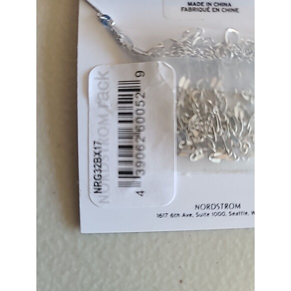 NWT Nordstrom Rack Sterling Silver CZ "B" Initial Double Chain Necklace - Picture 5 of 5